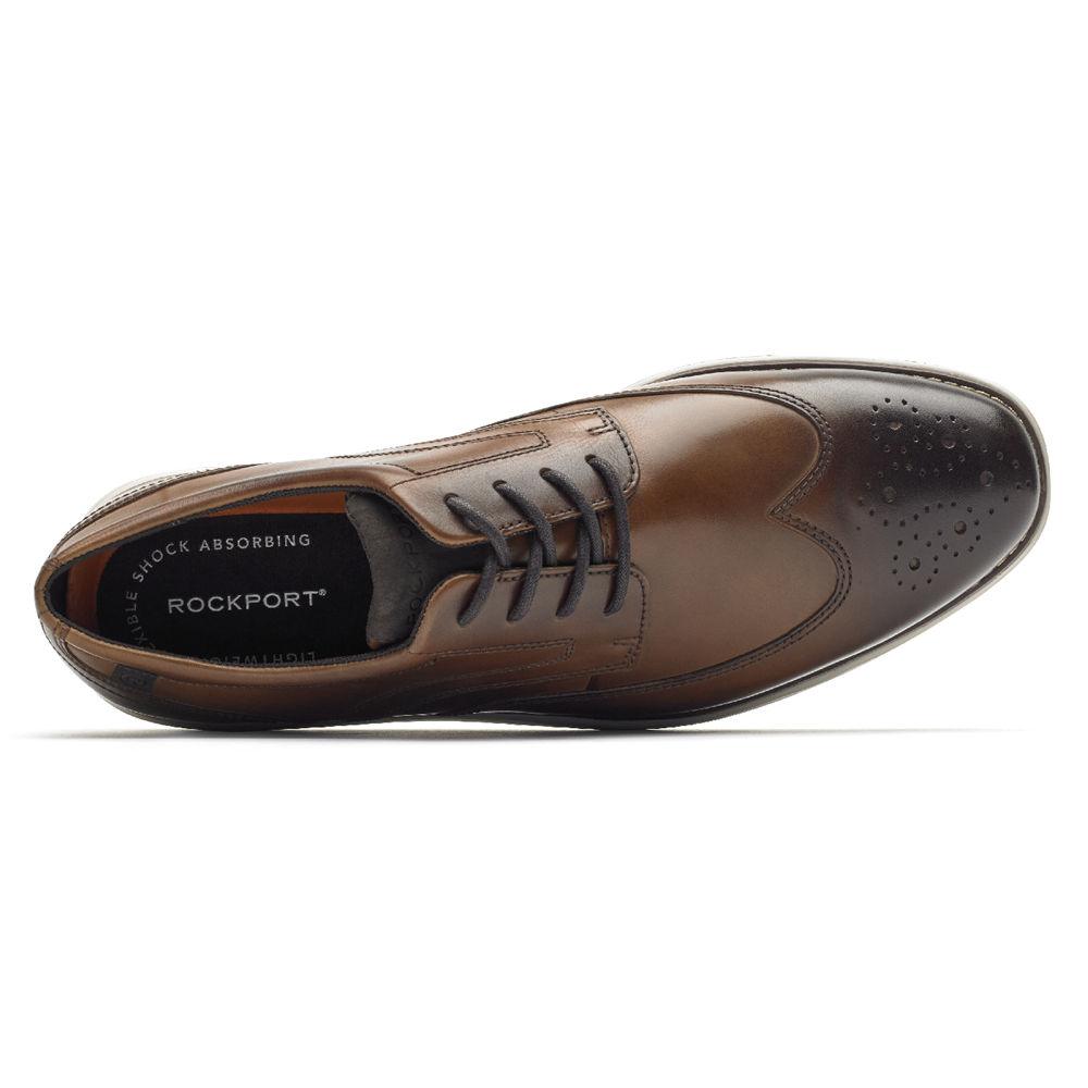 Rockport Singapore Mens Oxfords - Garett Wingtip Brown - SV1076258